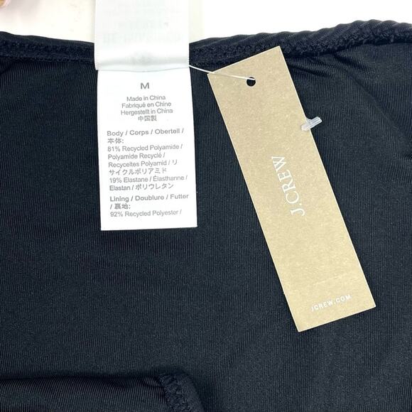 J. Crew Ribbed Curved-waist Cheeky String Bikini Bottom Black Women's Med BE805 - Picture 4 of 7